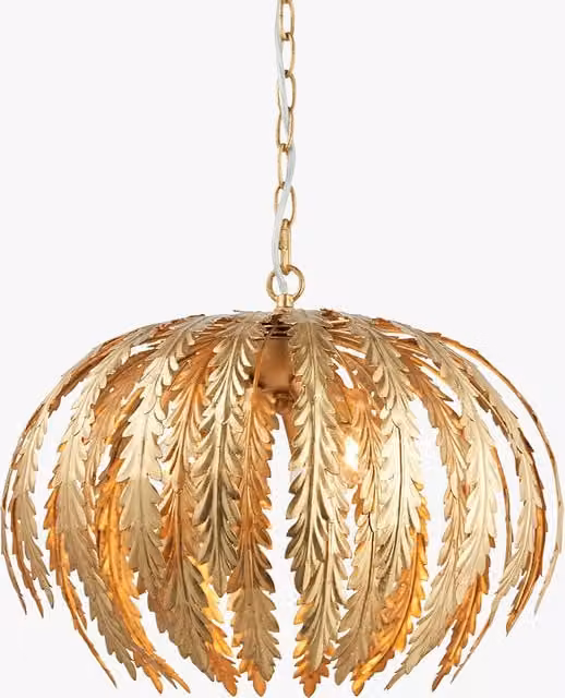 Netlighting Delphine Floral Leaves 3 Light Spherical Pendant in Gold/Brass with E14 Sockets – 1