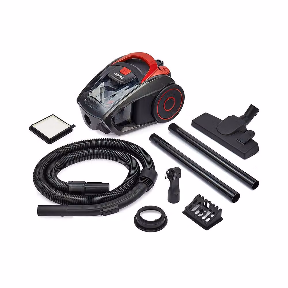 Geepas 700W Bagless Cylinder Vacuum Cleaner with HEPA Filter and 1.5L Tank in Red and Black – 2