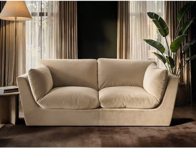 Solace+Co Orson 3 Seater Velvet Sofa in Beige