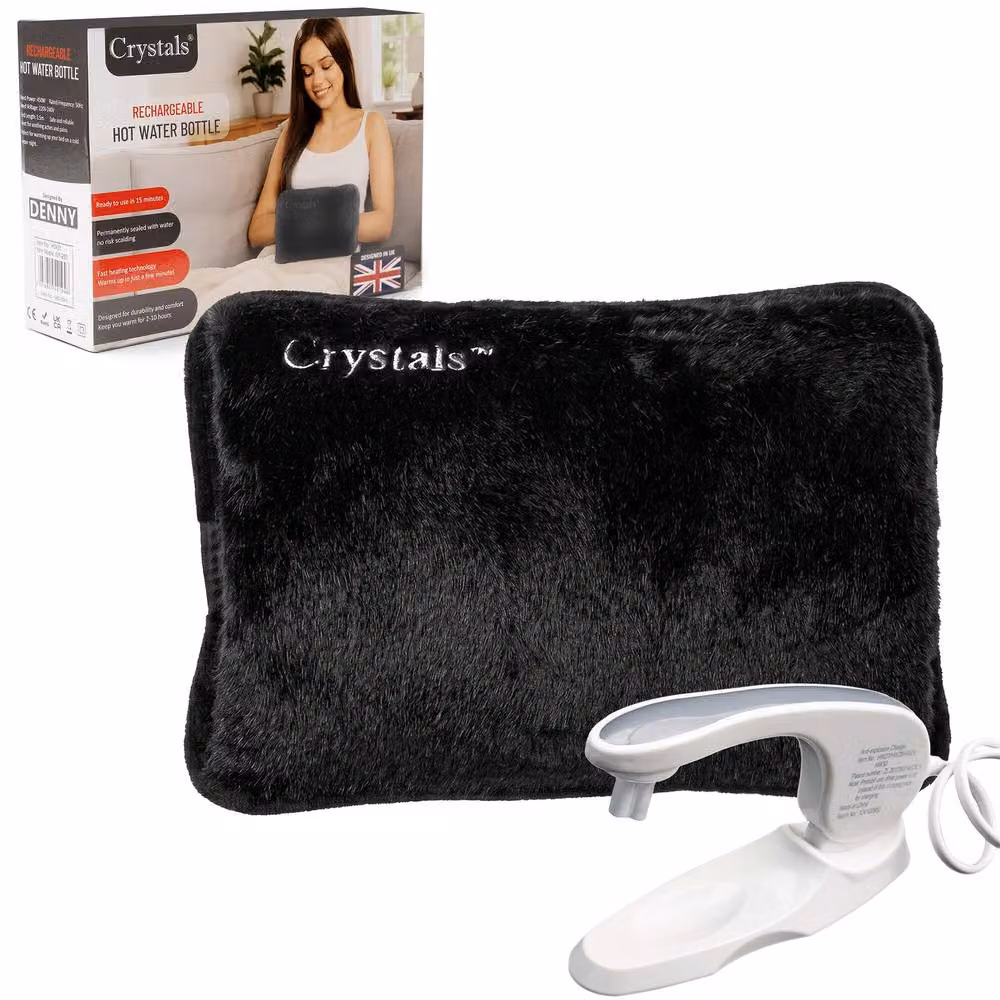 Crystals Rechargeable Electric Hot Water Bottle and Bed Hand Warmer Heat Pad in Black – 2