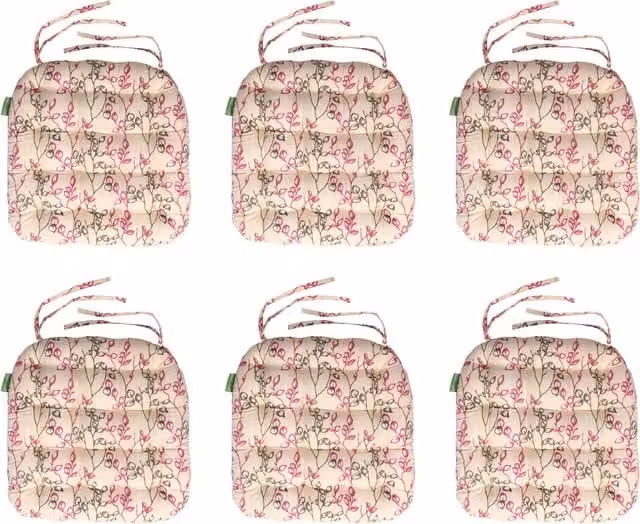 Gardenista Tufted Outdoor Garden Chair Cushion Set in Provence Vine Multicolour, Pack of 6