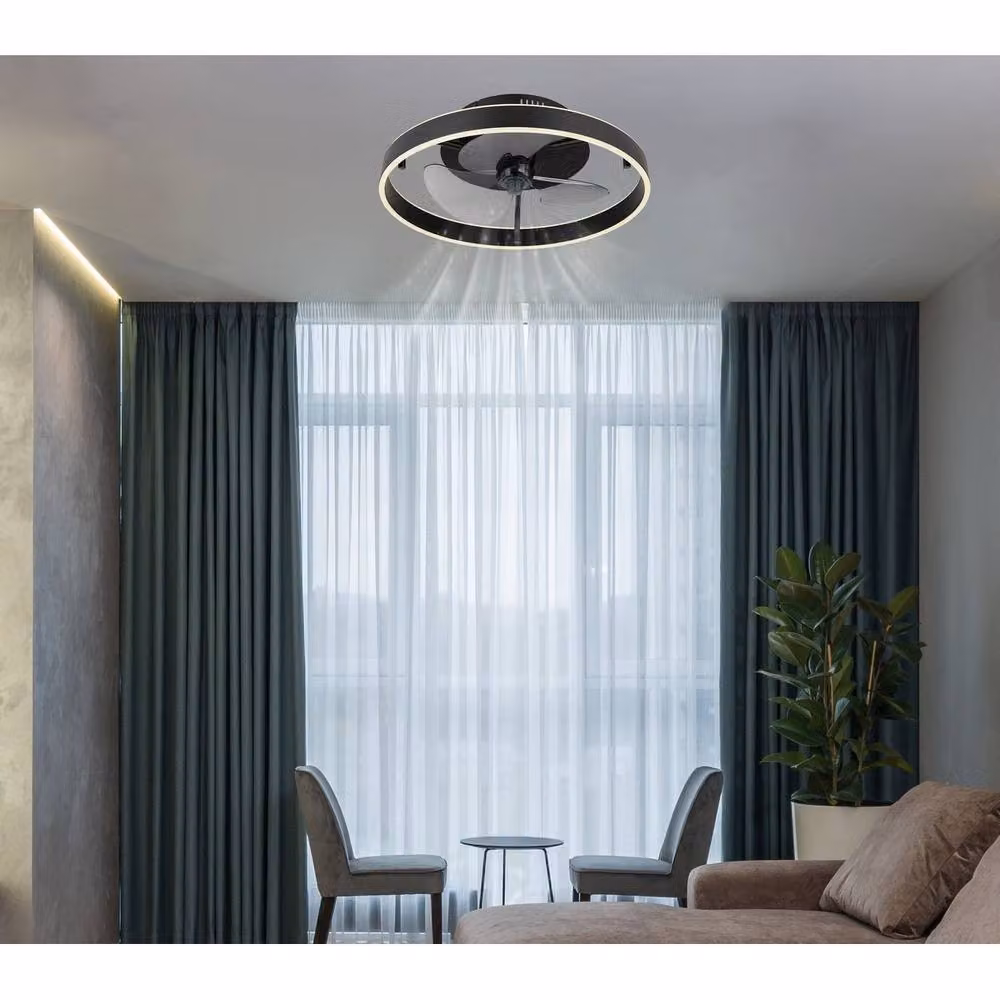 Netlighting Globo Lighting Dimmable LED Ceiling Fan with Remote Control and Timer, Black, D x H: 50 x 14.5 cm – 7
