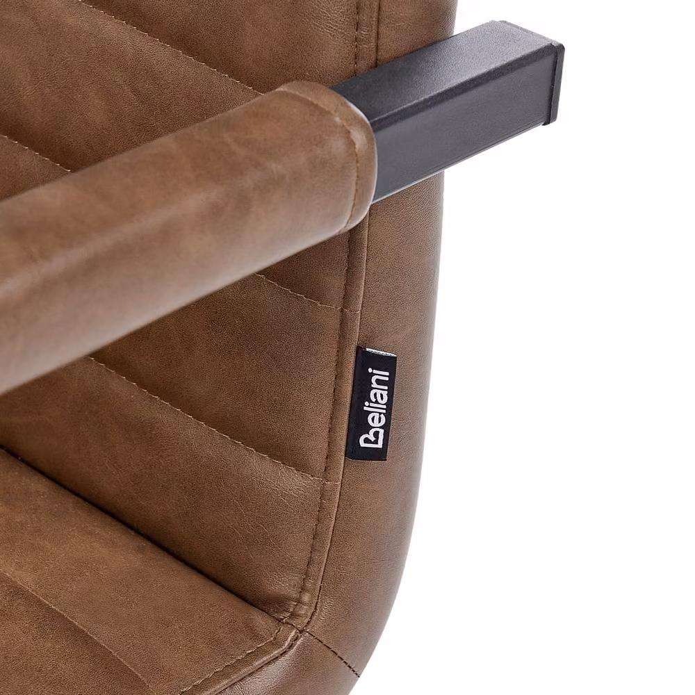 Wyld Haus Set of 2 Brown Faux Leather Cantilever Dining Chairs with Armrests – 5