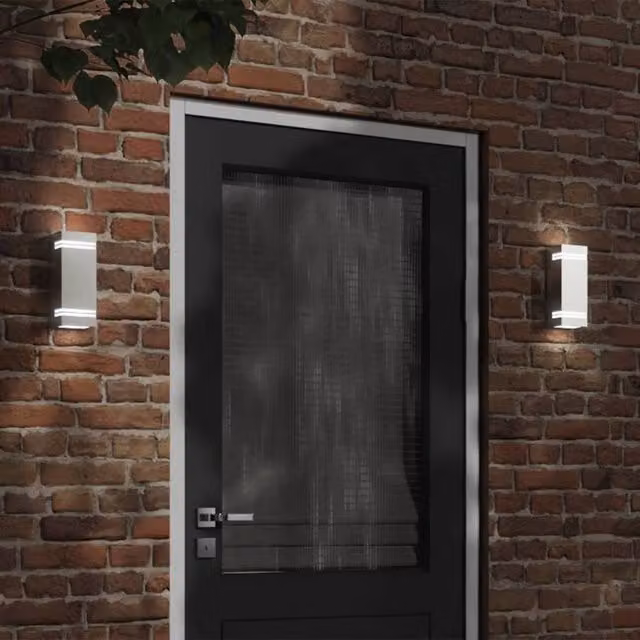 Berkfield Home Modern Rectangular Outdoor Wall Light in Silver Stainless Steel – 1