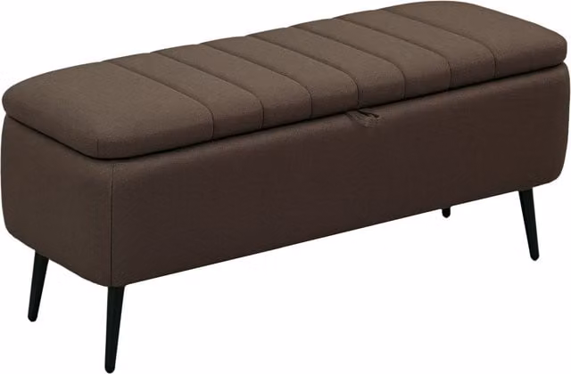 HOMCOM Linen-Look Storage Ottoman in Brown, W: 92 cm, D: 31 cm, H: 31 cm – 1