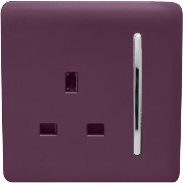 Trendi Switch 1 Gang 13 Amp Flush Switched Plug Socket - Purple