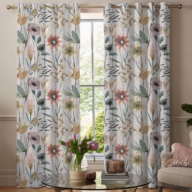 Voyage Maison Oceania Made to Measure Blackout Floral Fabric Panel Curtain in Sandstone