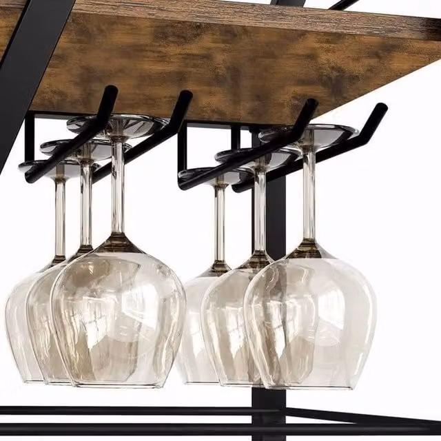 FORGEVIO Versatile Drinks Trolley with Glass Holders and Castors, Black and Multicolour, W/D/H: 83 x 39 x 29 cm