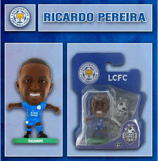 SoccerStarz Leicester Ricardo Pereira HomeKit Classic Mini Figure, Blue, Height: 5 cm