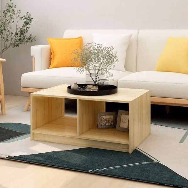 Berkfield Home Modern Rectangular Coffee Table in Brown Solid Pinewood, W/D/H: 75 x 50 x 33.5 cm