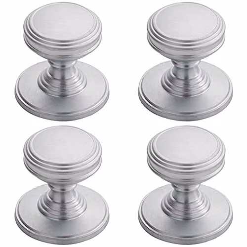 Loops Ringed Tiered Cupboard Door Knob, Satin Chrome, 4 Pack – 1