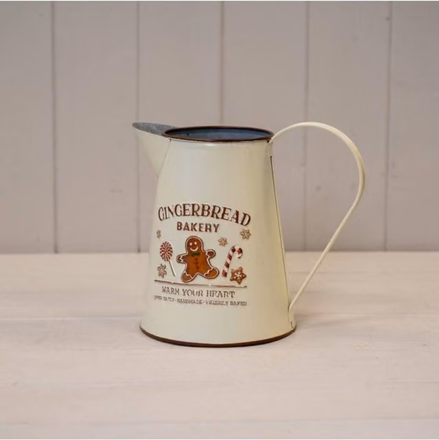 KDMD Gingerbread Bakery Jug in Cream Zinc, White and Beige