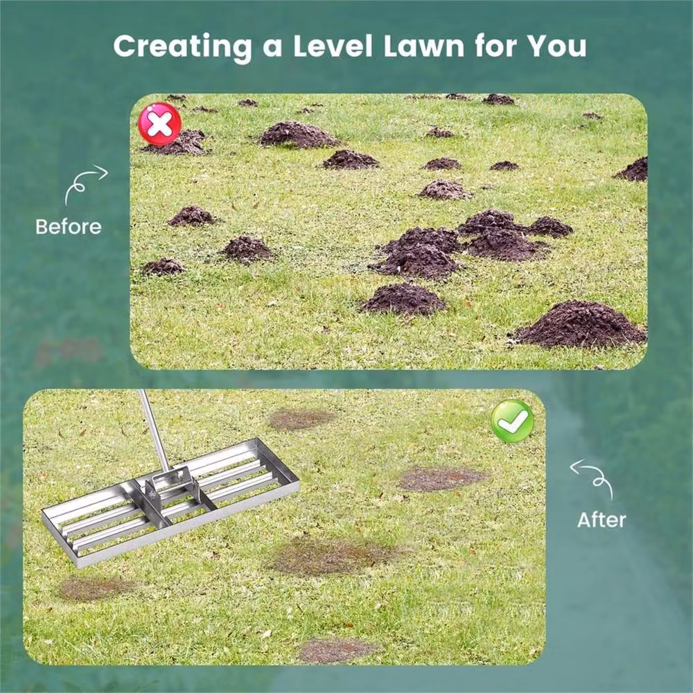NESTLUNE Heavy Duty Level Lawn Tool in Silver, W: 75 cm – 3