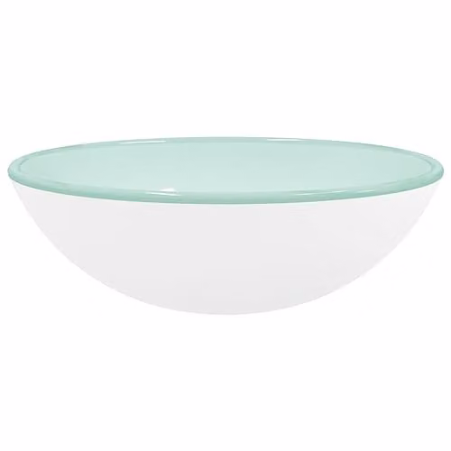 vidaXL Round Tempered Glass Countertop Basin, White, W/D/H: 42 x 42 x 14 cm – 1
