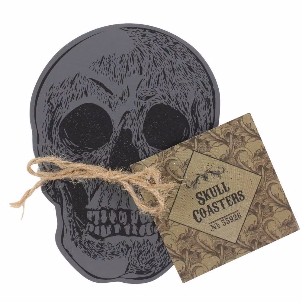 Uniqueful Set of 4 Black Skull Coasters – 3
