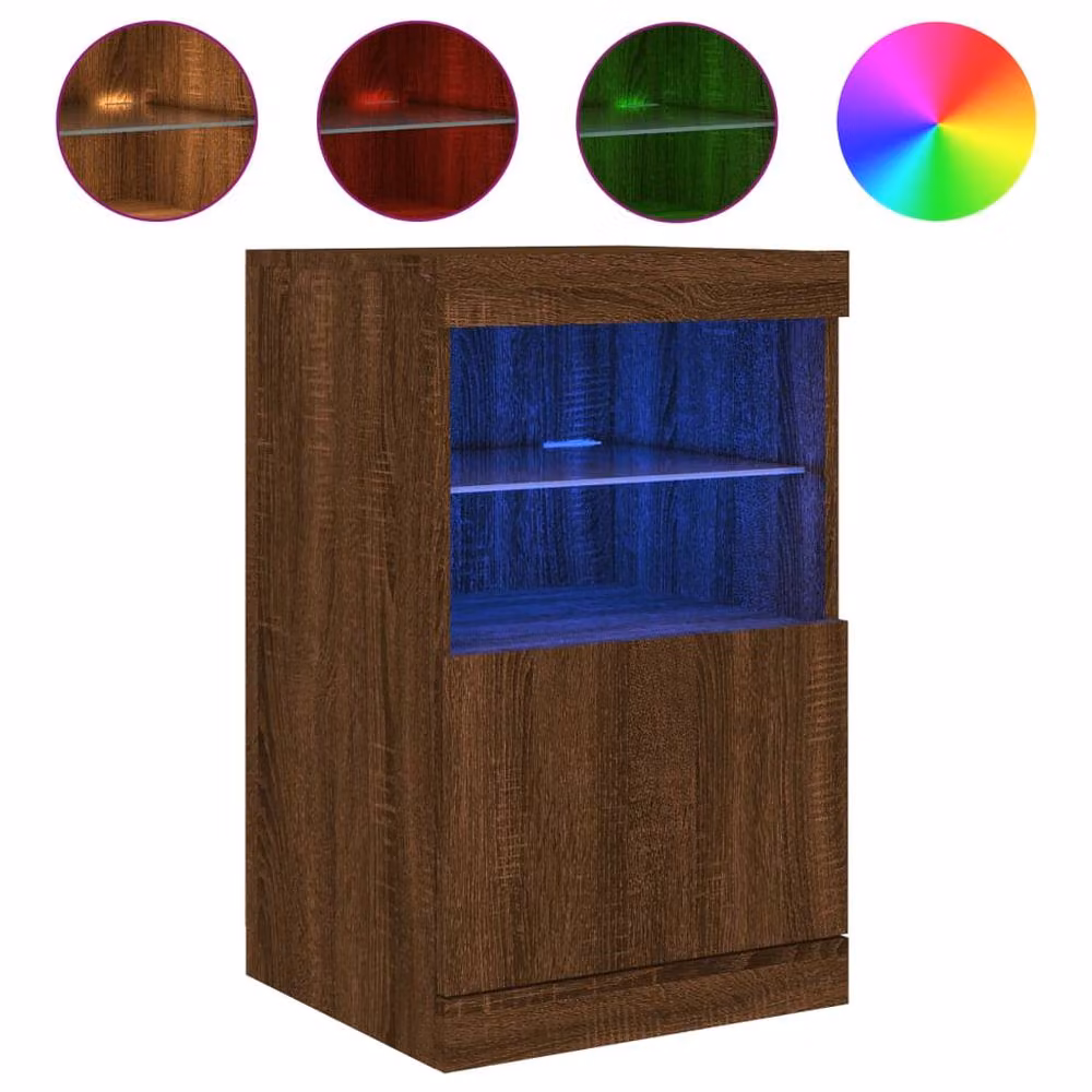 Berkfield Home Modern Sideboard with Integrated LED Lights in Brown Oak, W/D/H: 41 x 37 x 67 cm – 3