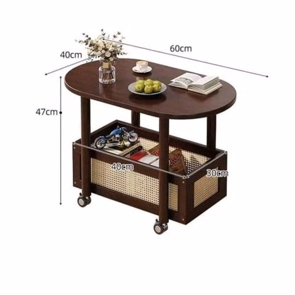 KORVIXA Modern Brown Wood Coffee Table with Castors, W/D: 100 x 100 cm – 2