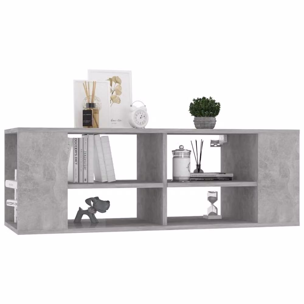 Berkfield Home Wall-Mounted TV Cabinet in Concrete Grey, W/D/H: 102 x 35 x 35 cm – 3