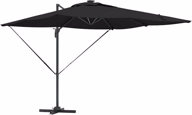 Berkfield Home Roma Cantilever Parasol with LEDs in Black, W: 286 cm, D: 285 cm, H: 270 cm – 1