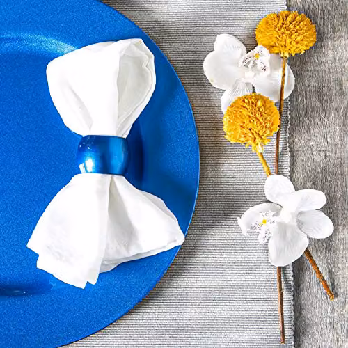 Argon Tableware Metallic Napkin Rings in Blue and Gold, Pack of 6 – 3
