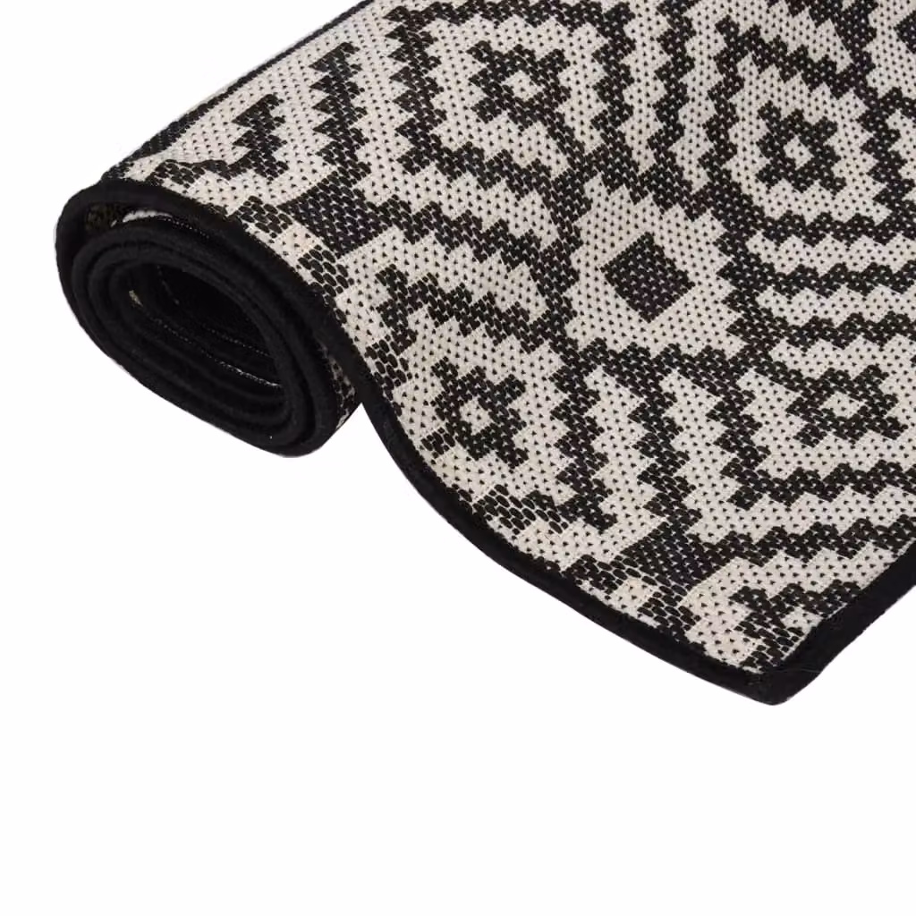 Berkfield Home Outdoor Flatweave Striped Rug in Black, W/D: 100 x 200 cm – 3