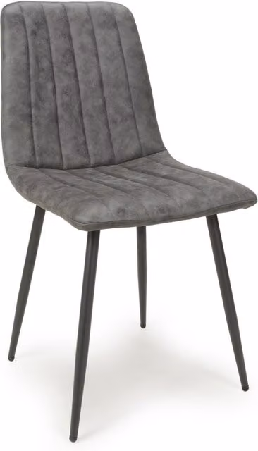 Shankar Modern Striped Microfibre Fabric Dining Chairs in Grey and Black with Metal Legs