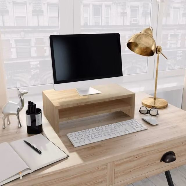 Berkfield Home Monitor Stand in Sonoma Oak Brown, W/D/H: 42 x 24 x 13 cm – 1