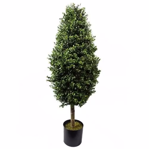 Botanik Realistic Green Artificial Topiary Tree in a Round Wood and Plastic Pot, H 120 cm x W 45 cm x D 45 cm – 1