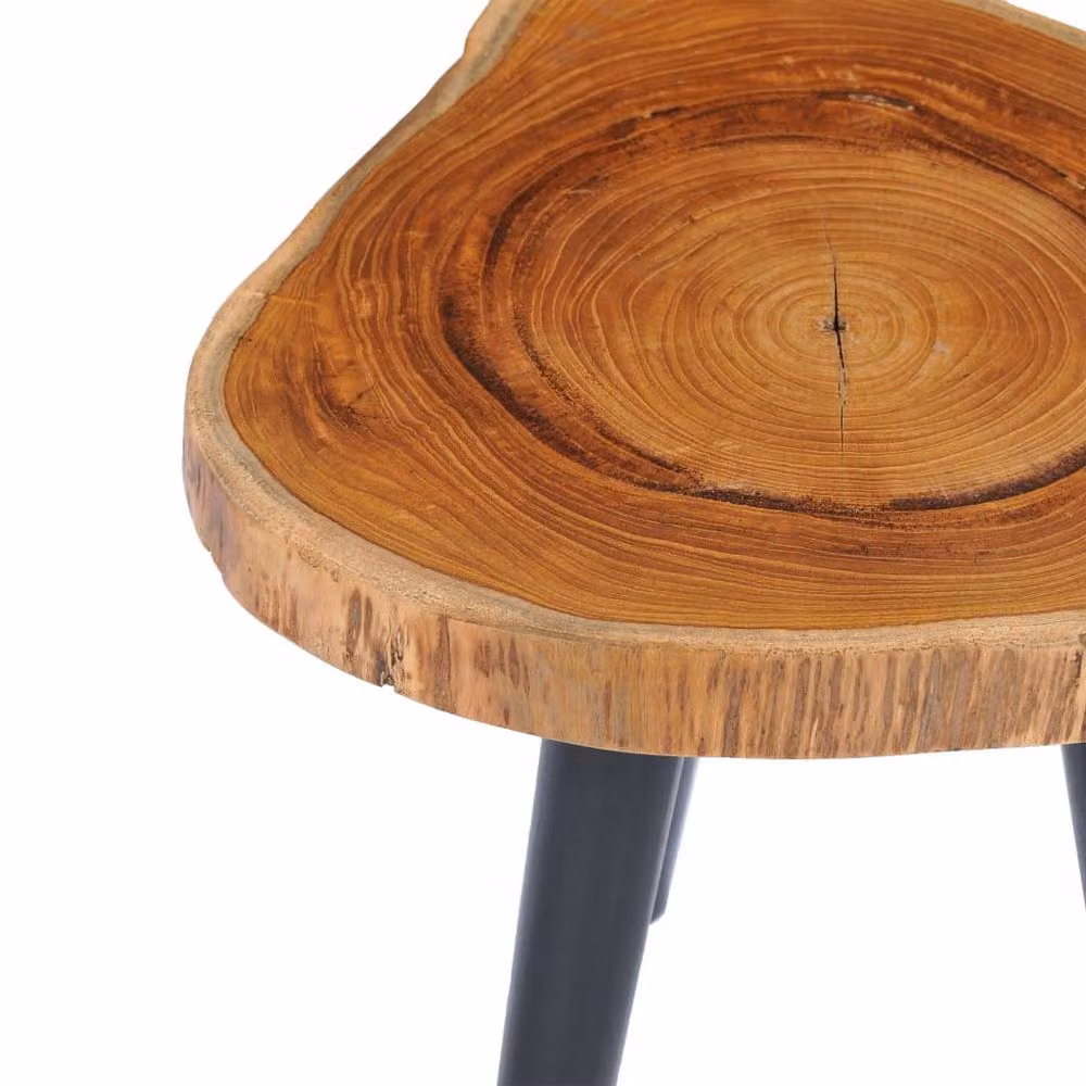 Berkfield Home Round Solid Teak and Mango Wood Coffee Table in Brown, W/D: 40 x 45 cm – 4