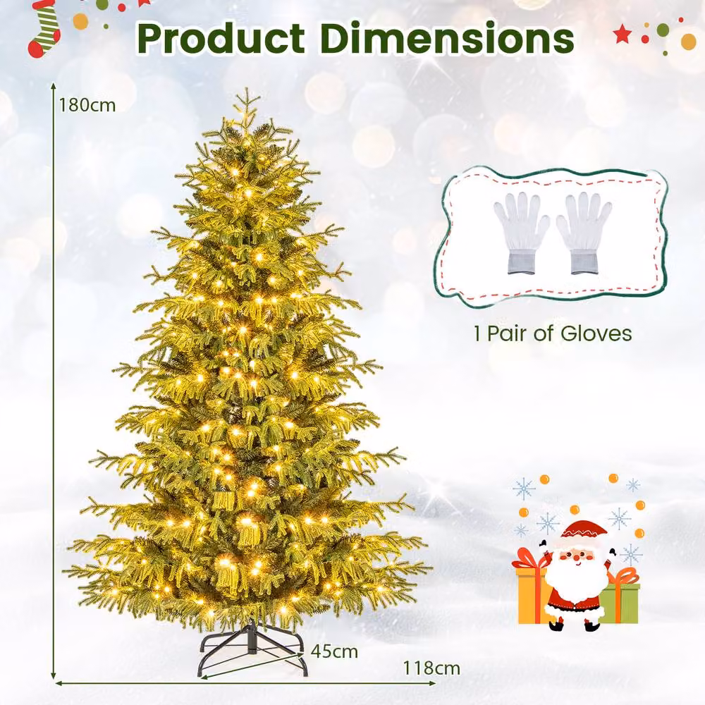 Costway 6 FT Pre-lit Hinged Artificial Christmas Tree in Green – 2
