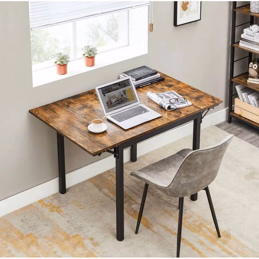 VOGREX Brown Extendable Dining Table with Butterfly Drop Leaf Top, W/D/H: 120 x 78 x 76.2 cm – 4
