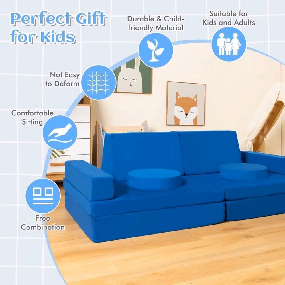 Kelvenix Modular Convertible Foam Folding Sofa in Blue – 3