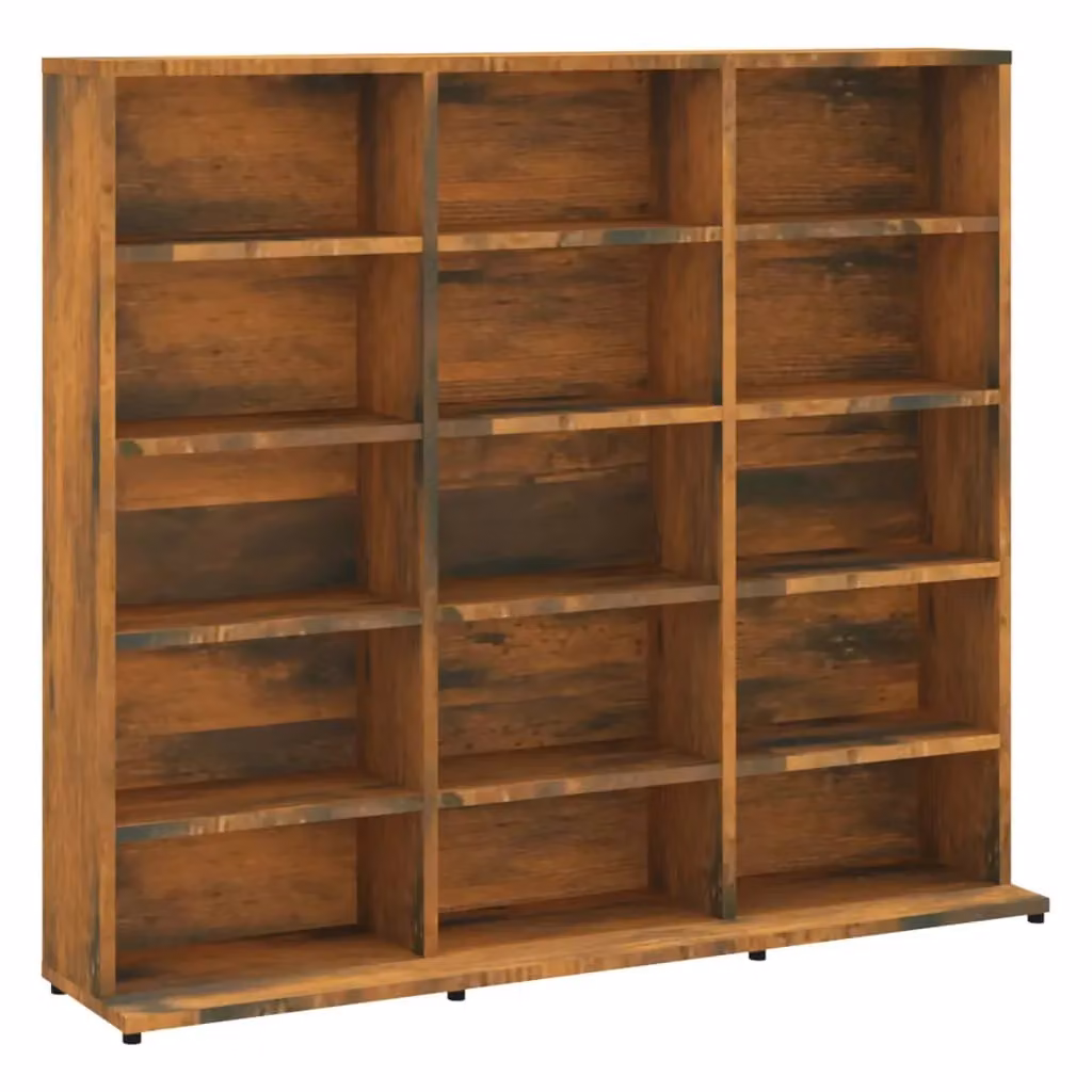 Berkfield Home Smoked Oak CD Cabinet in Brown, W/D/H: 102 x 23 x 89.5 cm – 2