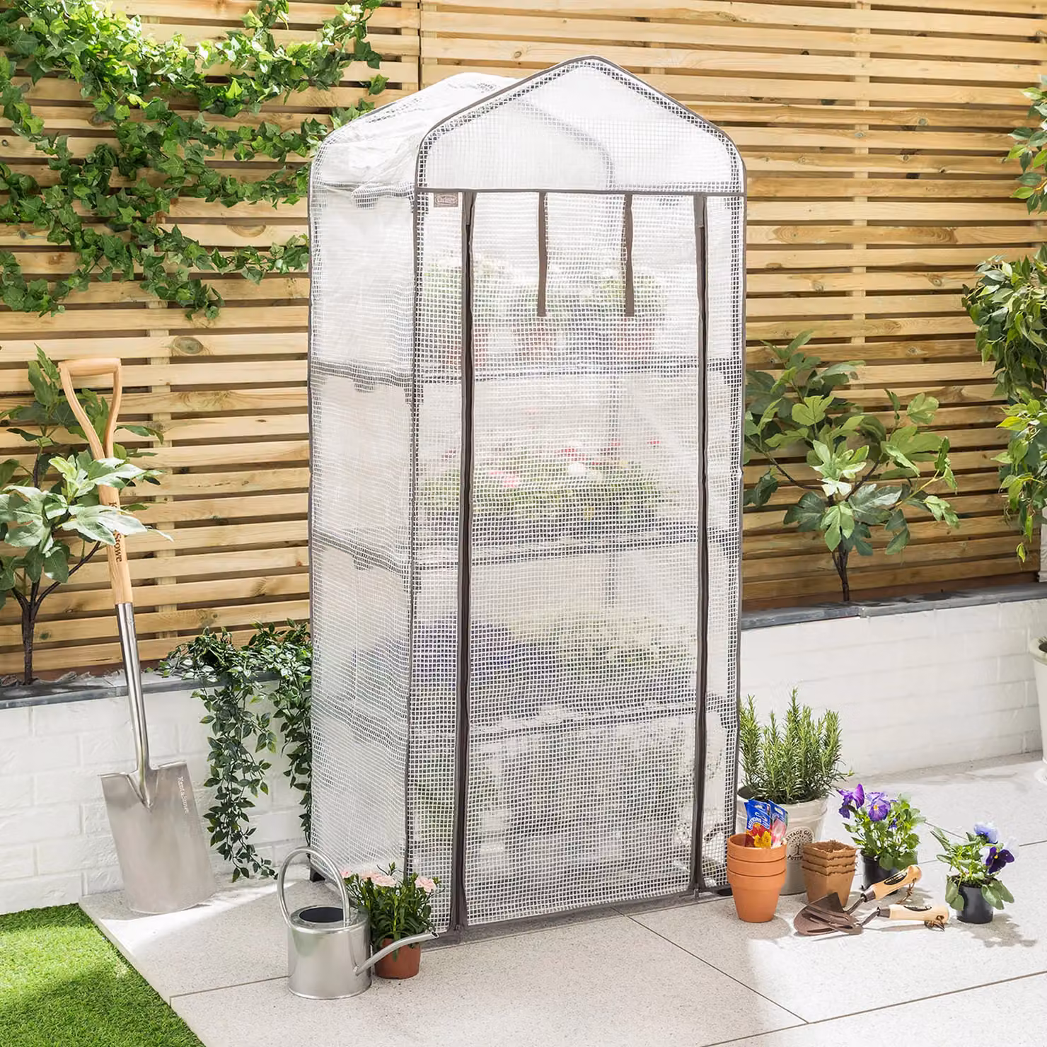 Christow 4 Tier Mini Greenhouse Replacement Cover in Transparent PVC, W/D/H: 69 x 49 x 158 cm – 3