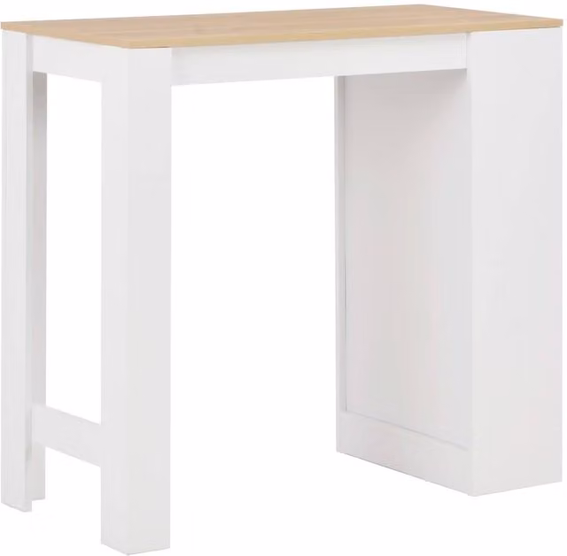 Berkfield Home Beautiful Bar Table with Shelf in White, W: 110 cm, D: 50 cm, H: 103 cm