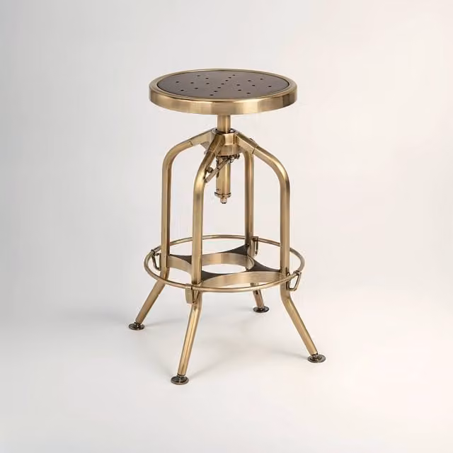 Interiors by Premier Gator Adjustable Bar Stool in Gold with Brass Finish