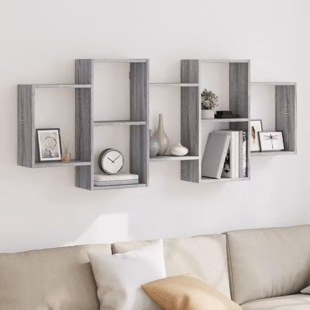 Berkfield Home Wall Mounted Shelf in Grey Sonoma, W: 159 cm, D: 18 cm, H: 65 cm
