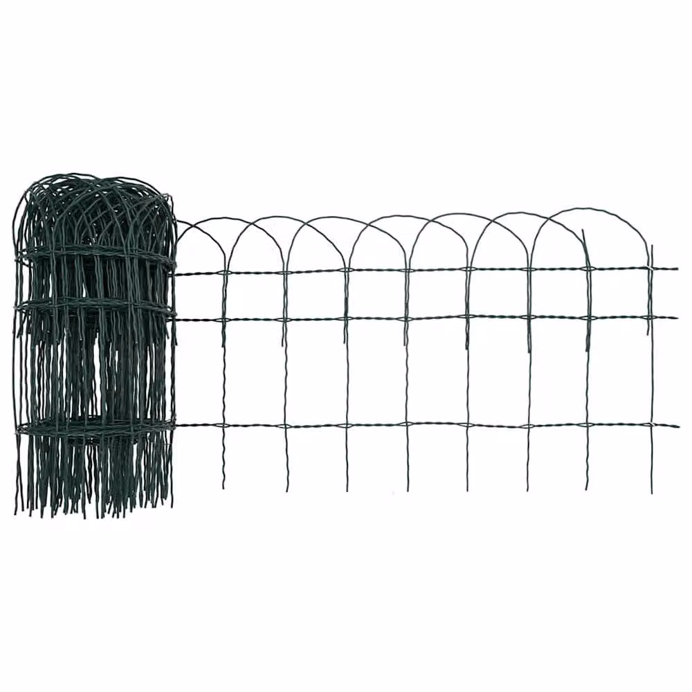 Berkfield Home Decorative Garden Border Fence, Powder-coated Iron, Green, 10 x 0.4 m – 4