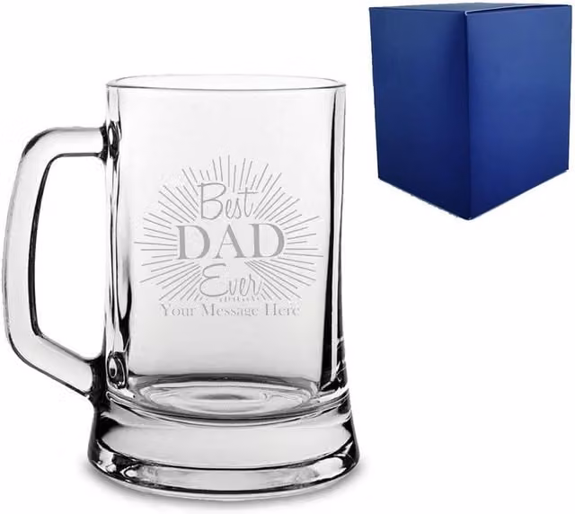 Uniqueful Personalised Best Dad Ever Beer Mug in Clear Glass