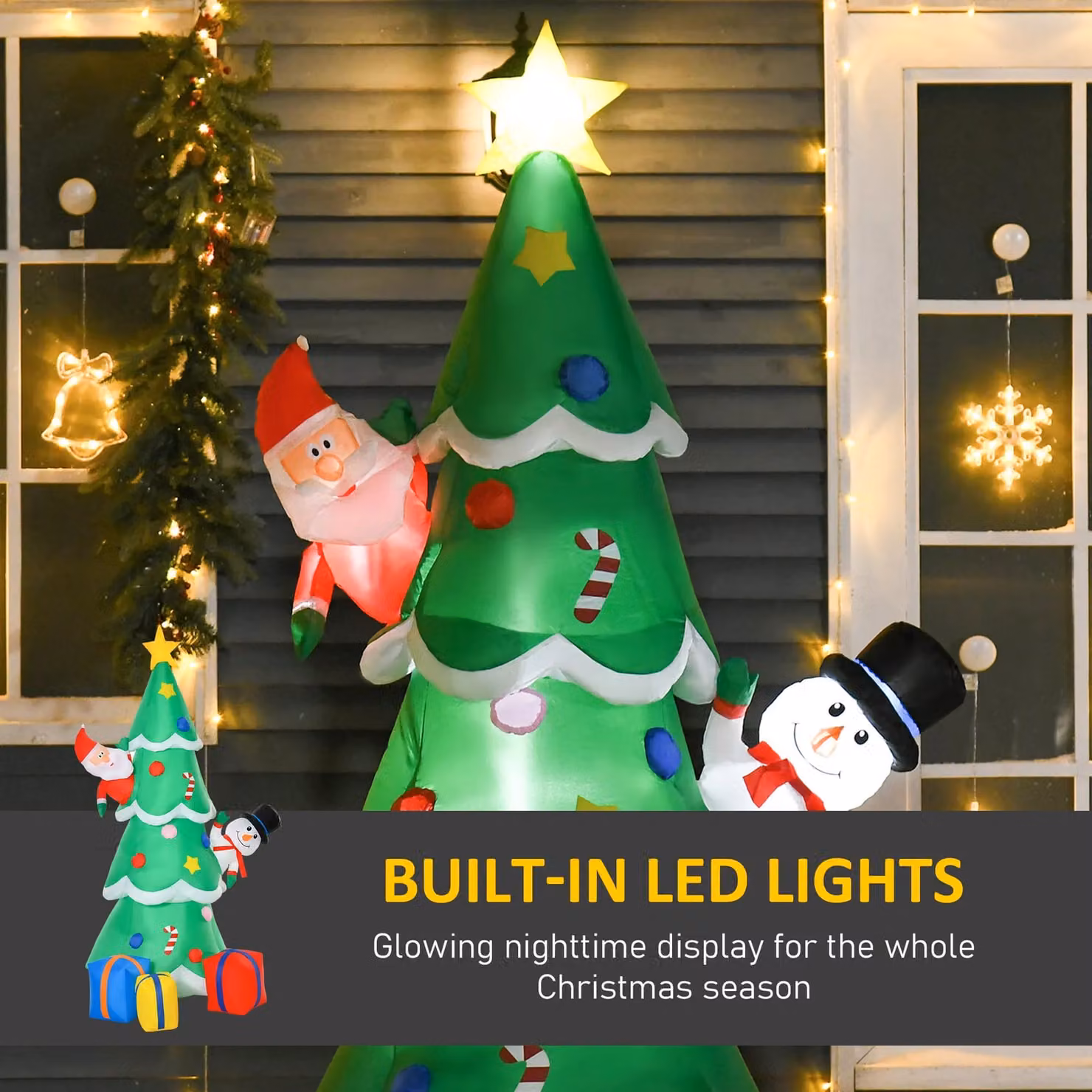 HOMCOM 7ft Inflatable Christmas Tree with LED Lights in Green – 3