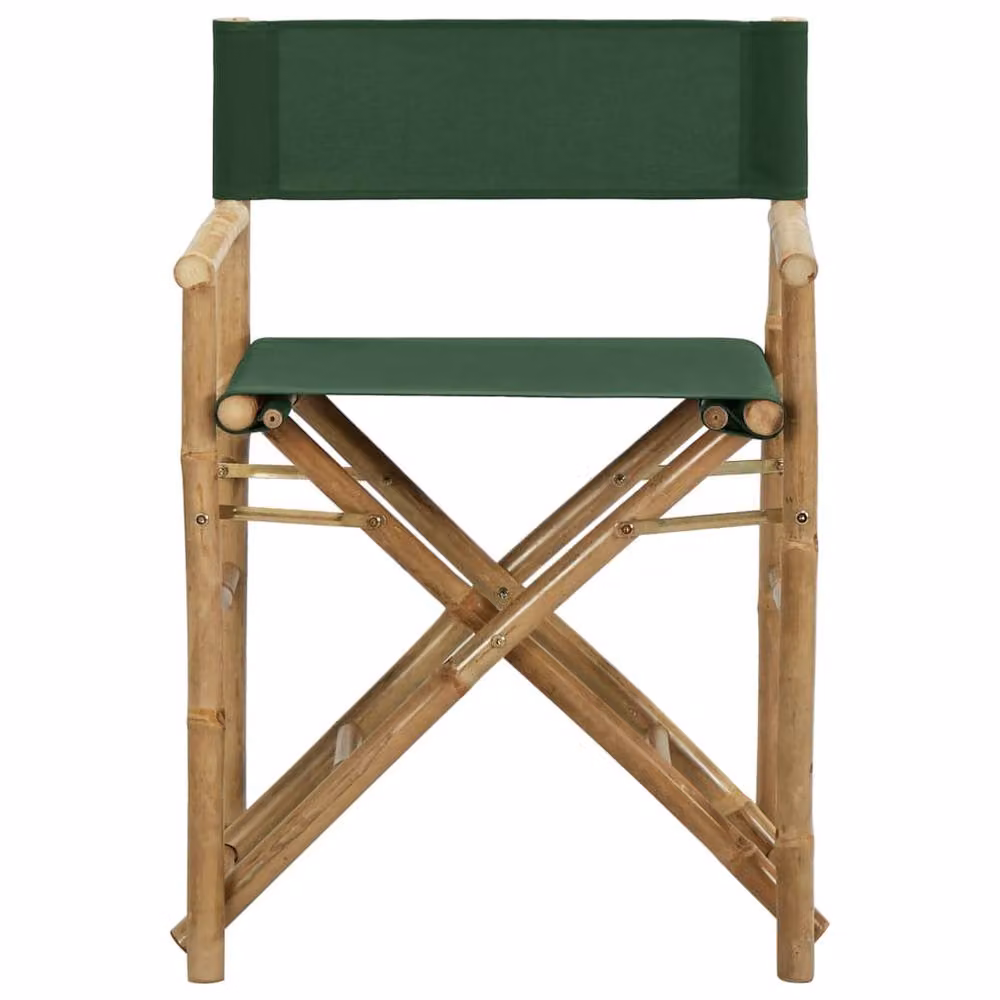 Berkfield Home Set of 2 Green Bamboo and Fabric Folding Director's Chairs – 3