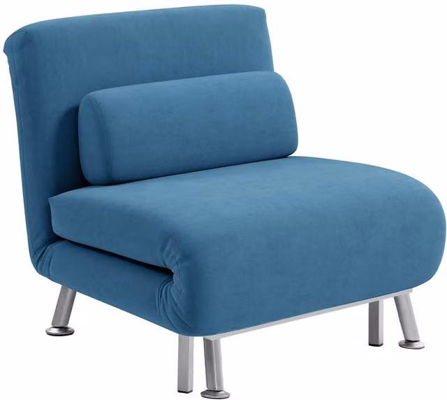 ERGOVEXA Blue Velvet Single Sleeper Chair with Metal Frame and Foam Padding