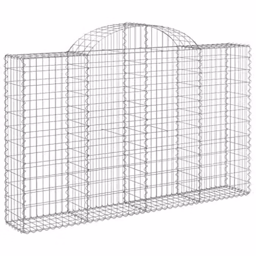 vidaXL Set of 15 Arched Gabion Baskets in Silver Galvanised Steel, W/D/H: 200 x 30 x 120/140 cm – 1