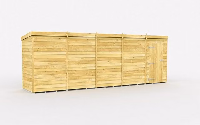 Buttercup Farm Brown Pent Shed with Single Door and No Window, W: 589 cm, D: 118 cm, H: 201 cm