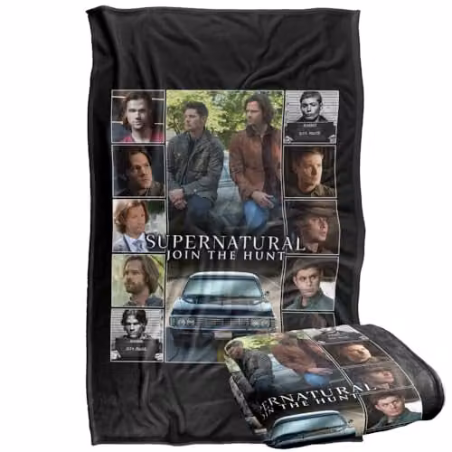 Warner Bros. Supernatural Sam Dean Squares Silky Touch Super Soft Fleece Throw Blanket, Multicolour, W/D/H: 91 x 147 cm