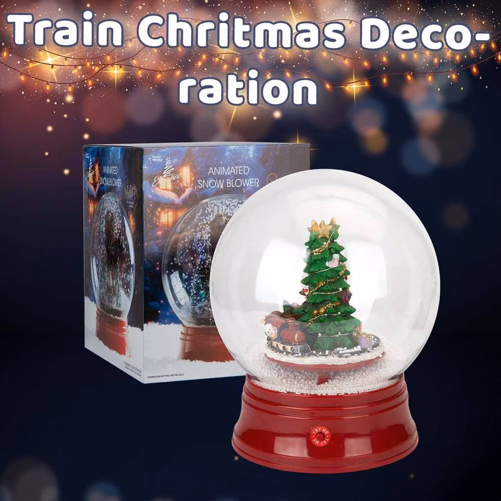 VFM e-Store Christmas Snow Globe Light Up Blower Train Decoration in White and Multicolour, W: 31 cm, D: 25 cm – 3