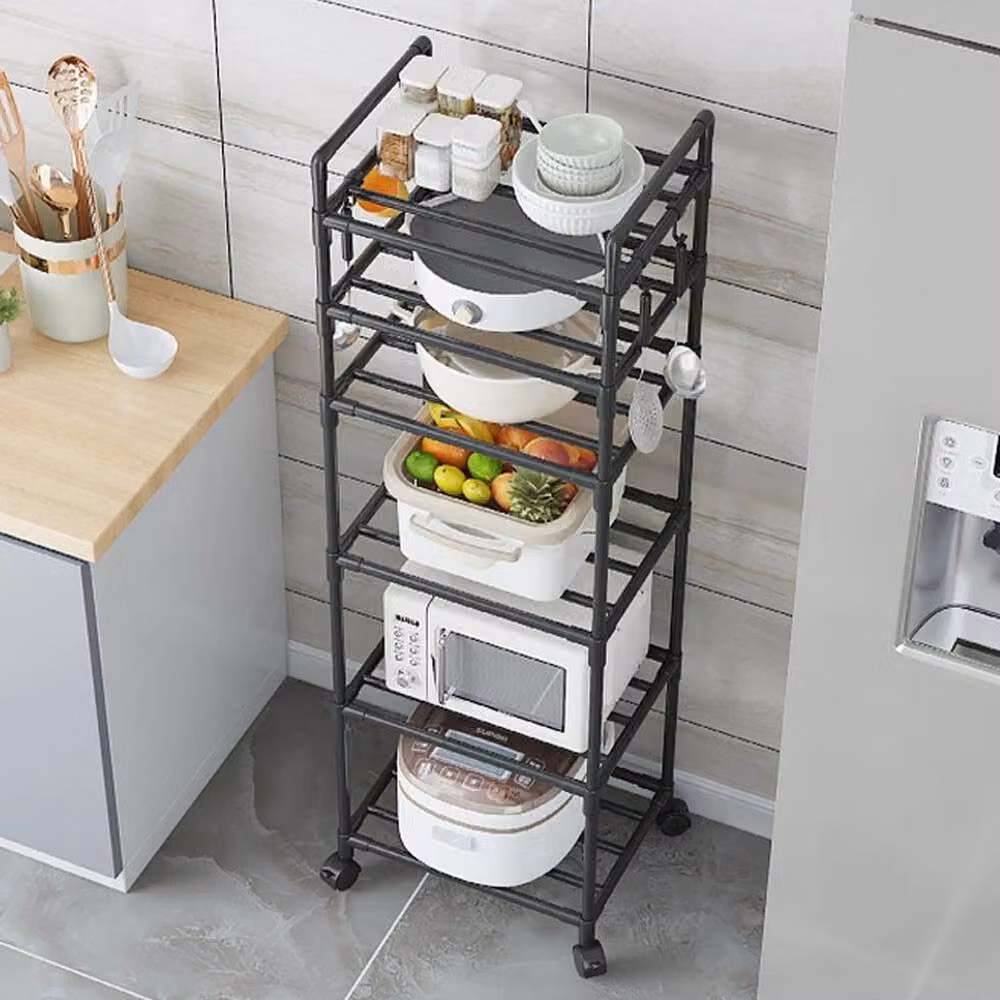 NESTLUNE 6 Tier Heavy Duty Metal Trolley Cart on Wheels in Black, W: 100 cm, D: 60 cm – 4