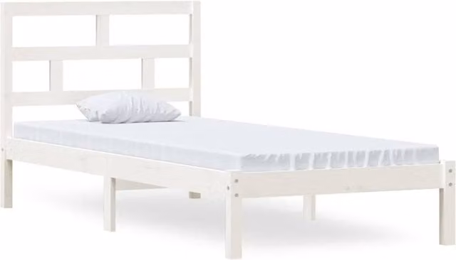 Berkfield Home White Solid Wood Pine Bed Frame W/D/H: 90 x 200 cm