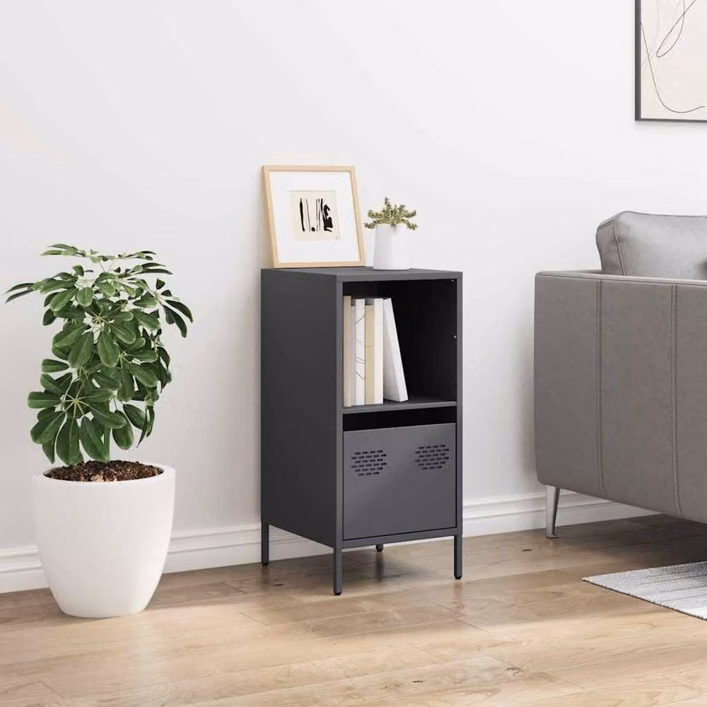 Berkfield Home Anthracite Sideboard in Dark Grey, W/D/H: 35 x 39 x 73.5 cm – 3