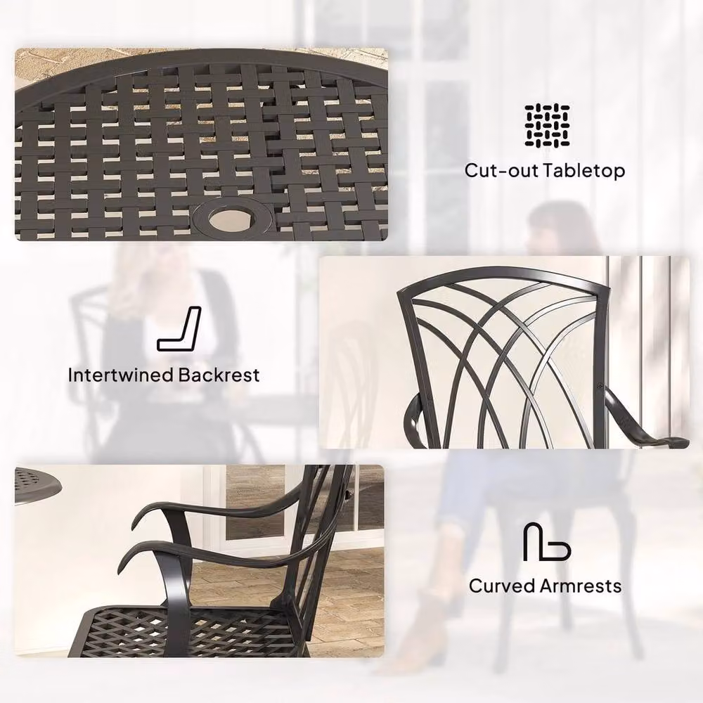 Kelvenix 3 Piece Outdoor Garden Furniture Set with Coffee Table in Anthracite Aluminium – 4